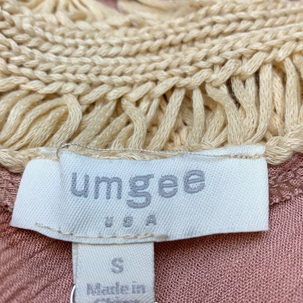 UMGEE Blush Tie Die Crochet Boho Blouse - Picture 4 of 9